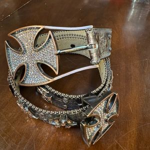 B.B. Simon cross bling belt size stamped XL